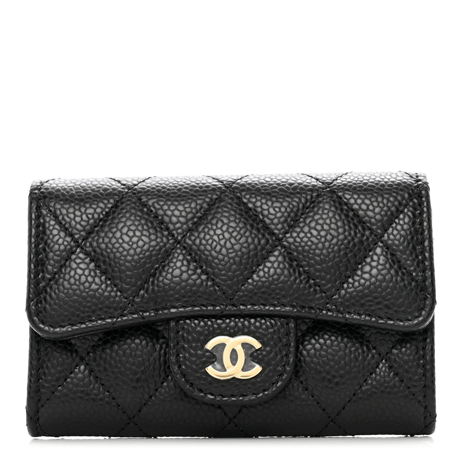 Chanel Caviar Quilted Flap Card Holder Wallet Black 1 of 9