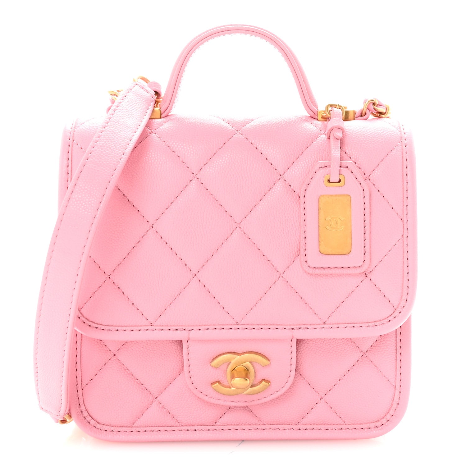 Chanel Caviar School Memory Mini Top Handle Flap Light Pink 1 of 11