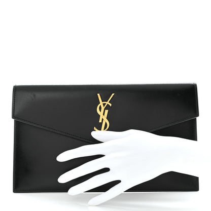 Saint Laurent Smooth Shiny Calfskin Monogram Uptown Pouch Black 2 of 7
