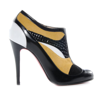 Christian Louboutin Pony Fur Leather JS Patchwork 100 Booties 36.5 1 of 6