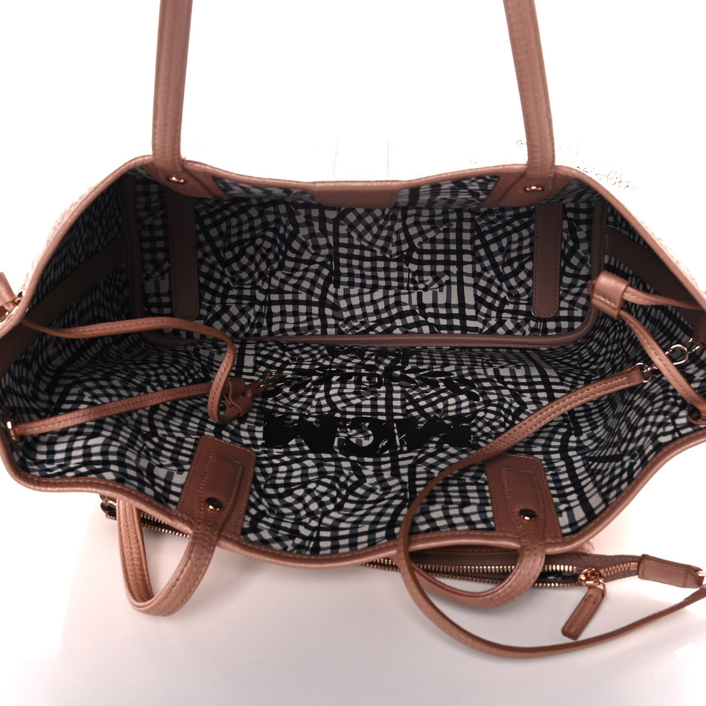 Metallic Visetos Medium Liz Reversible Shopper Tote Champagne Gold