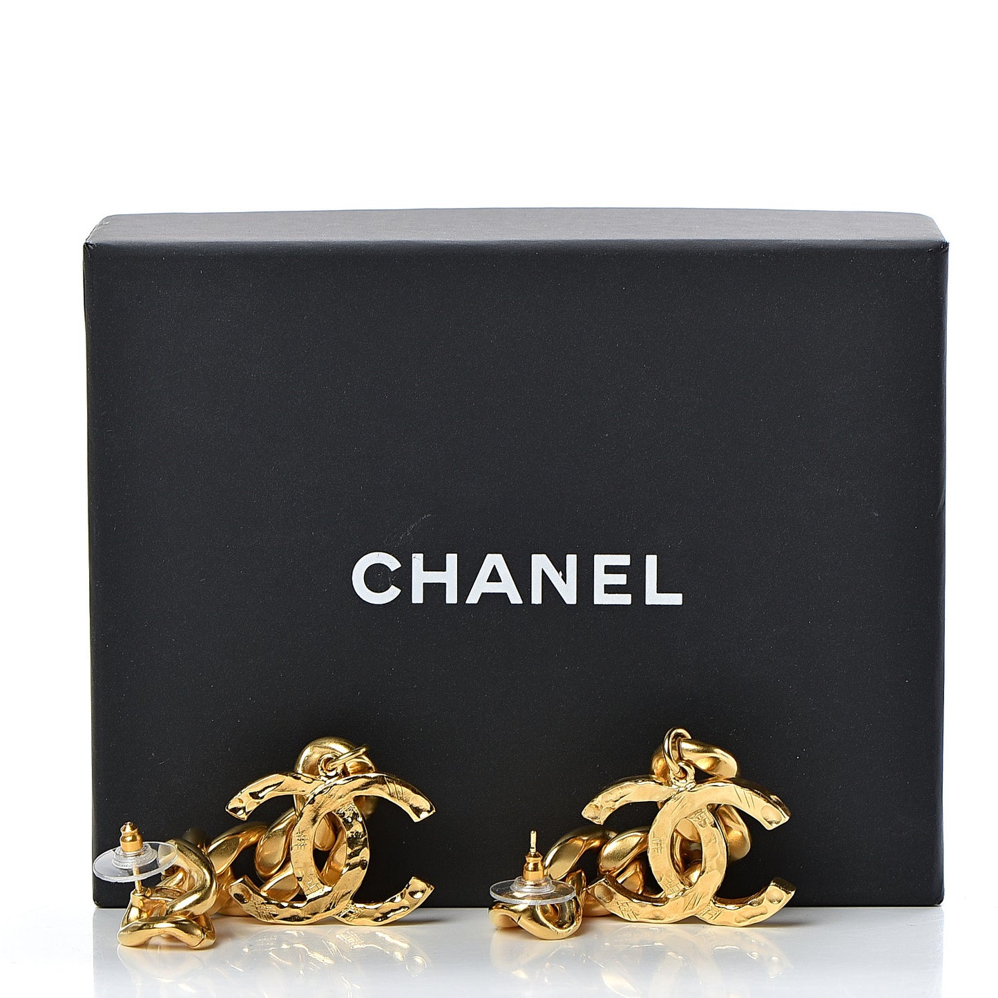 Metal CC Pick Drop Earrings Gold