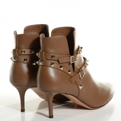 Valentino Garavani Calfskin Rockstud Double Buckle 65mm Ankle Boots 38.5 Nocciola 4 of 16