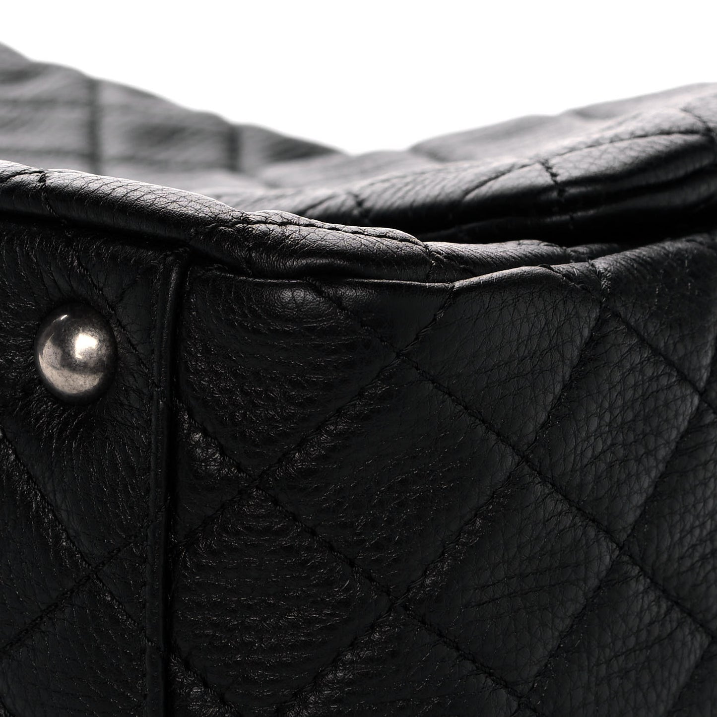 Calfskin Quilted XXL Travel Flap Bag Black