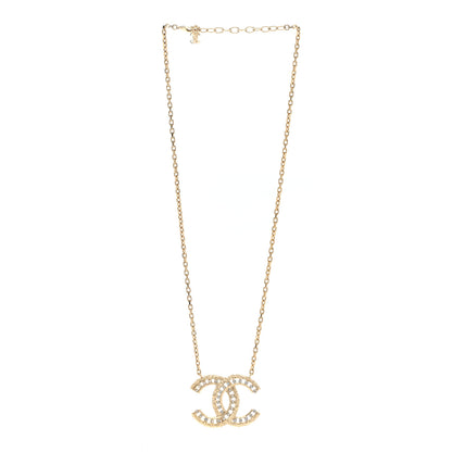 Chanel Crystal Textured CC Necklace Gold 3 of 6