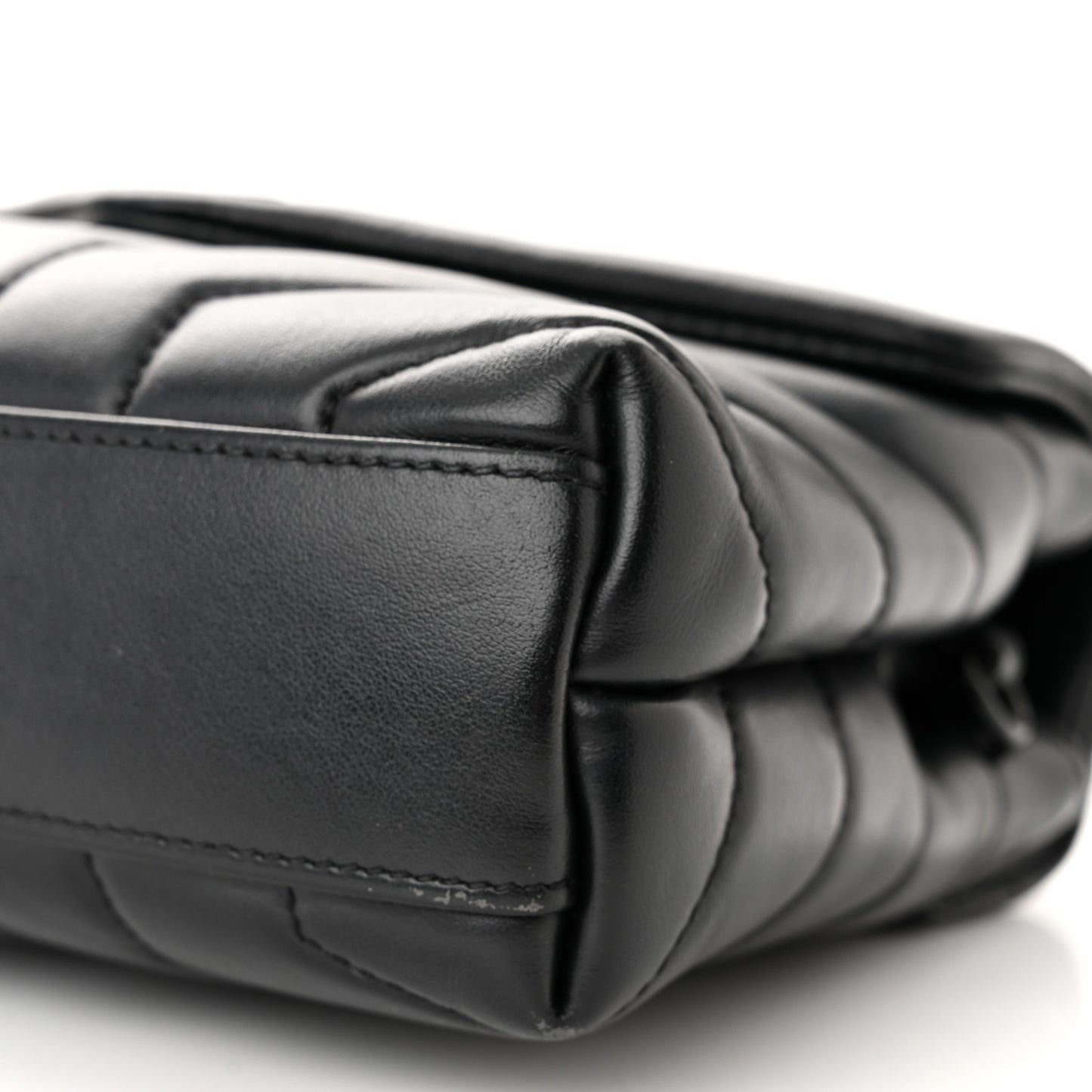 Calfskin Y Quilted Monogram Monochrome Toy Loulou Crossbody Bag Black
