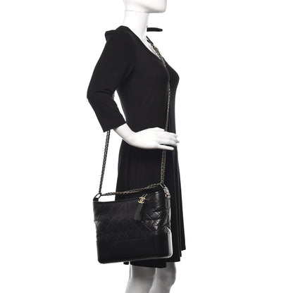 Chanel Aged Calfskin Quilted Medium Gabrielle Hobo Black 2 of 13