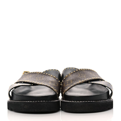 Louis Vuitton Monogram Paseo Flat Comfort Sandals 38 Black 2 of 8