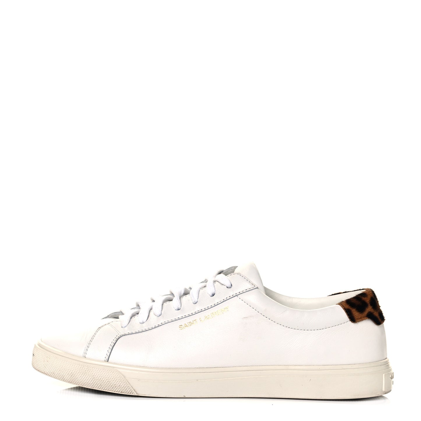Calfskin Pony Hair Leopard Print Andy Low Top Sneakers 38 Optic White