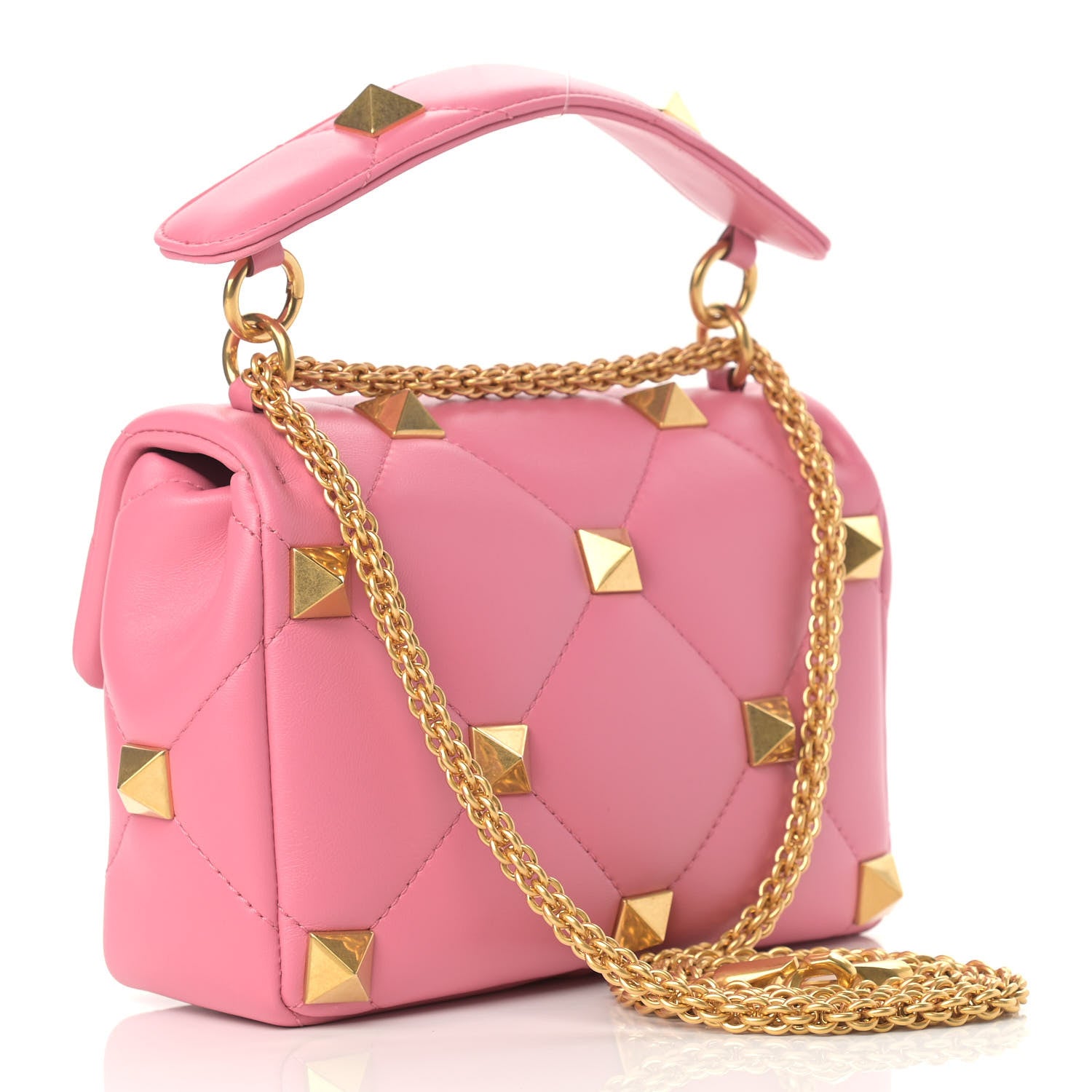 Valentino Garavani Nappa Medium Roman Stud Shoulder Bag Flamingo Pink 3 of 10