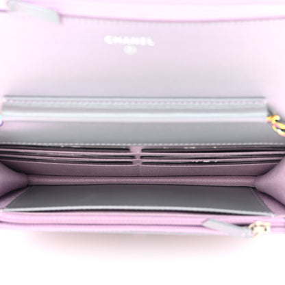 Chanel Iridescent Lambskin Quilted Reissue Wallet On Chain WOC Light Purple 5 of 12