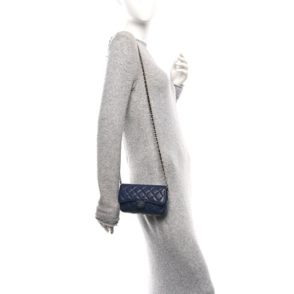 Chanel Caviar Quilted Flap Phone Holder With Chain Navy Blue 2 of 11