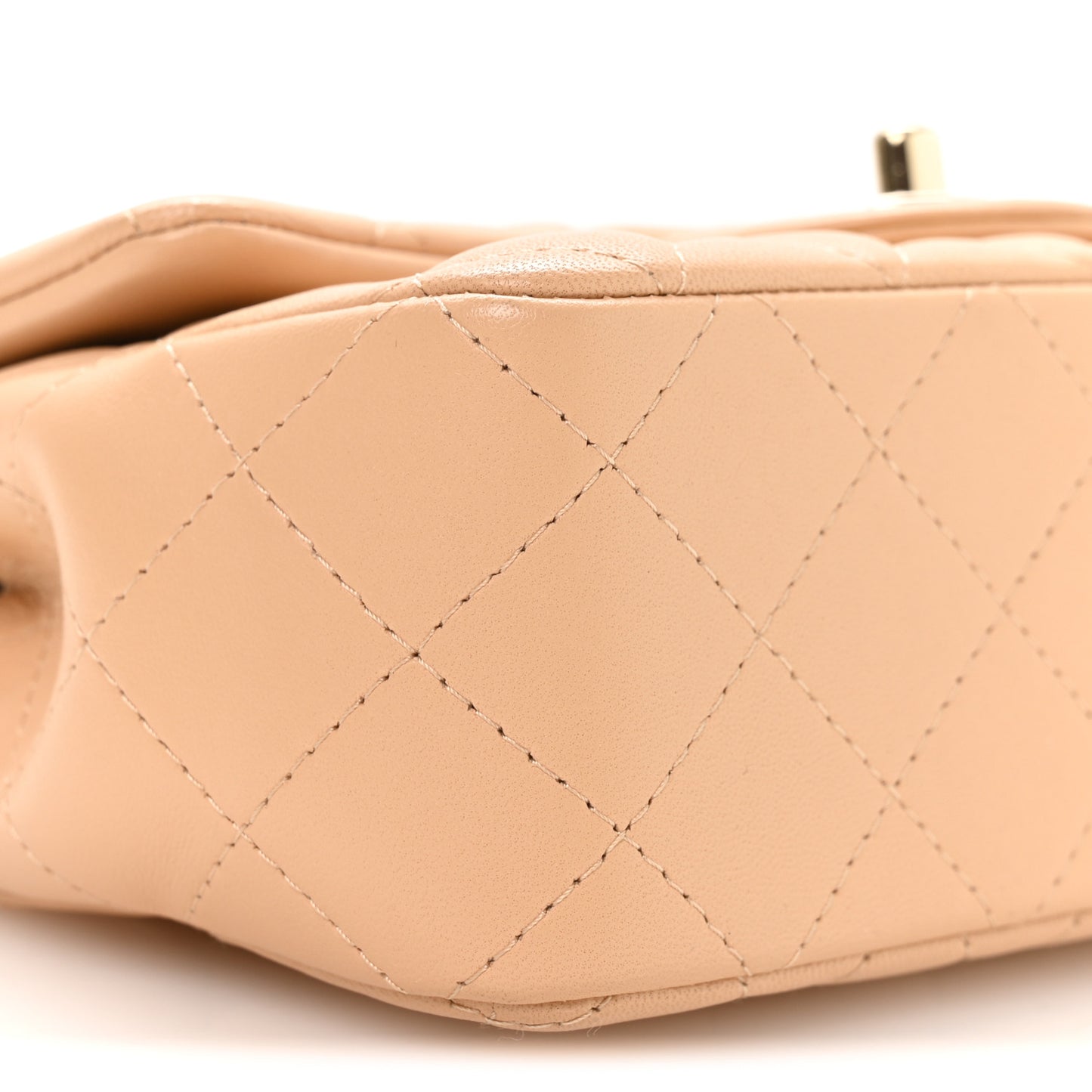 Lambskin Quilted Mini Rectangular Flap Beige