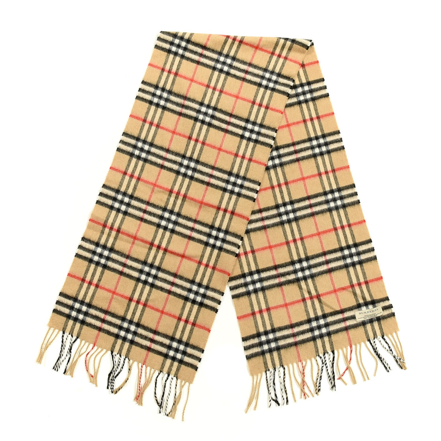 Cashmere House Check Fringe Scarf Camel