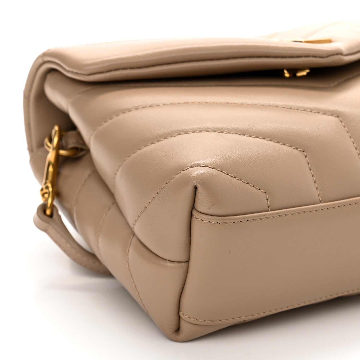 Saint Laurent Calfskin Y Quilted Monogram Toy Loulou Crossbody Bag Latte 10 of 11