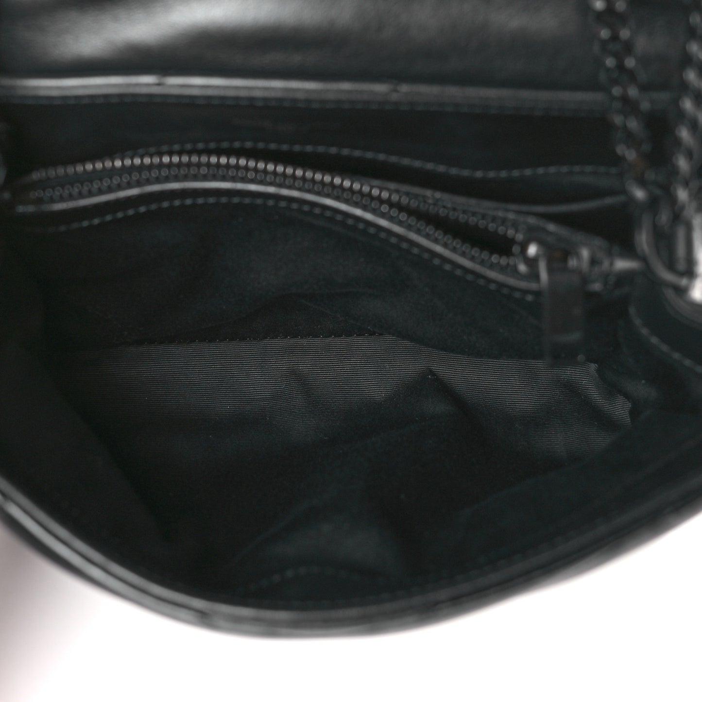 Calfskin Y Quilted Monogram Monochrome Small Loulou Chain Satchel Black