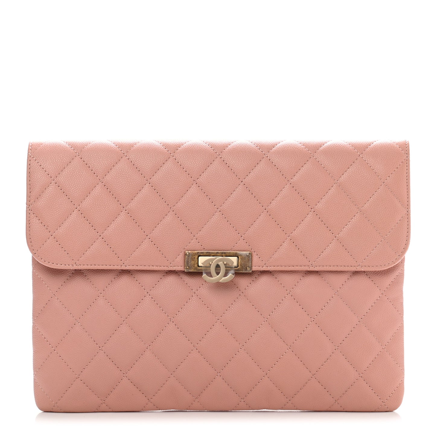 Caviar Quilted Medium Golden Class Pouch Light Pink