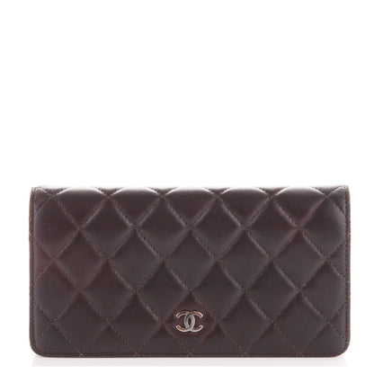 Chanel Lambskin Quilted Yen Wallet Dark Brown 1 of 7