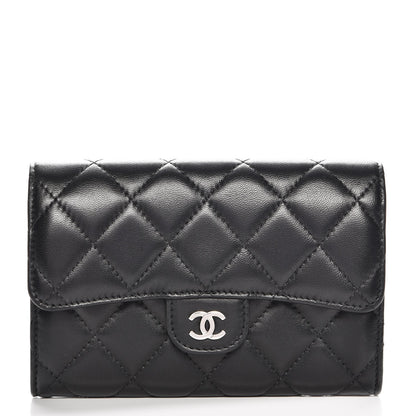 Chanel Lambskin Quilted Small Flap Wallet Black 1 of 9