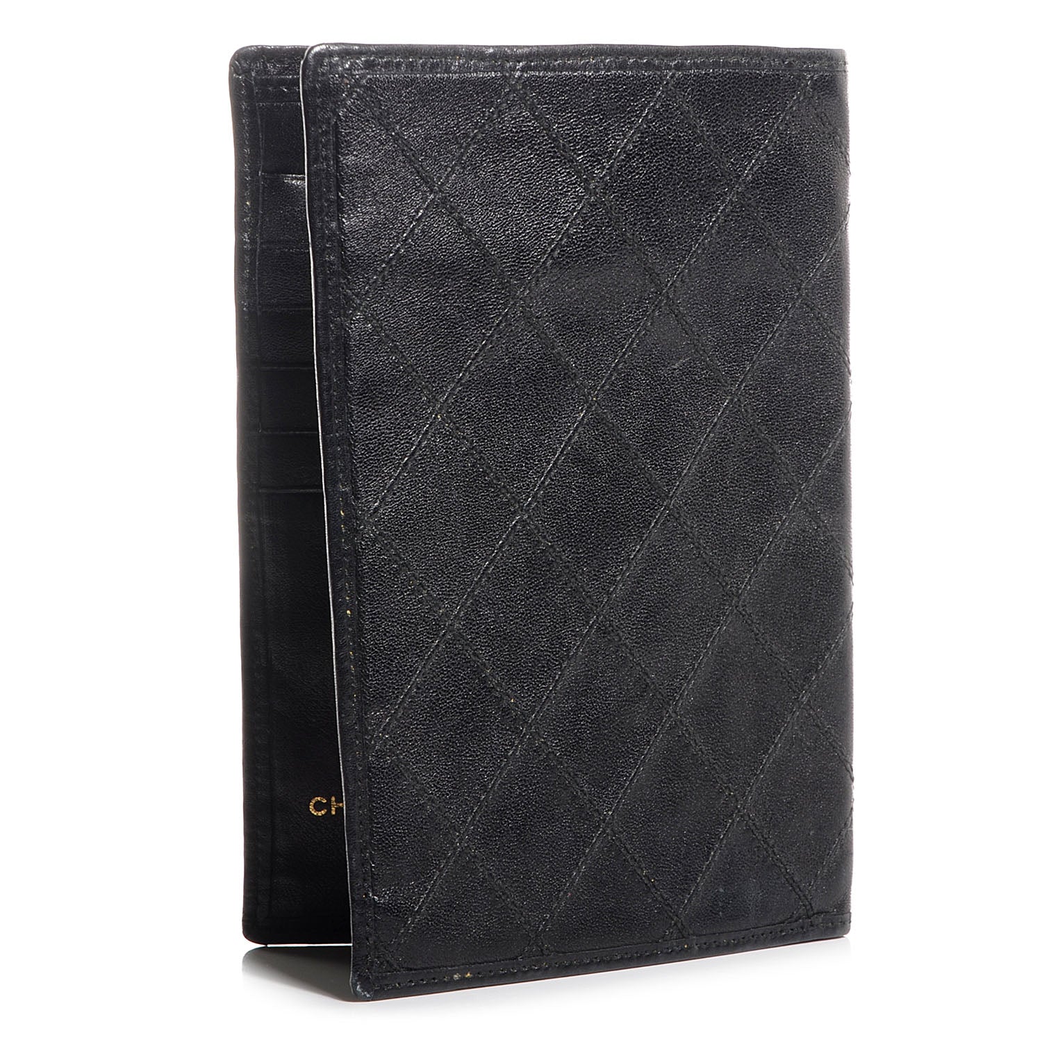 Chanel Lambskin Diamond Stitched Passport Holder Wallet Black 3 of 8