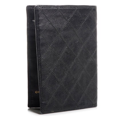 Chanel Lambskin Diamond Stitched Passport Holder Wallet Black 3 of 8