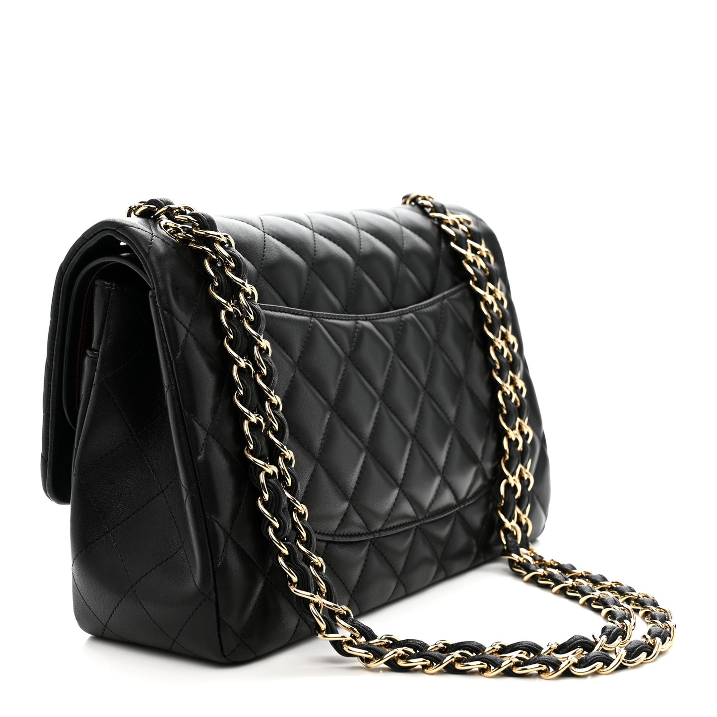 Lambskin Quilted Jumbo Double Flap Black
