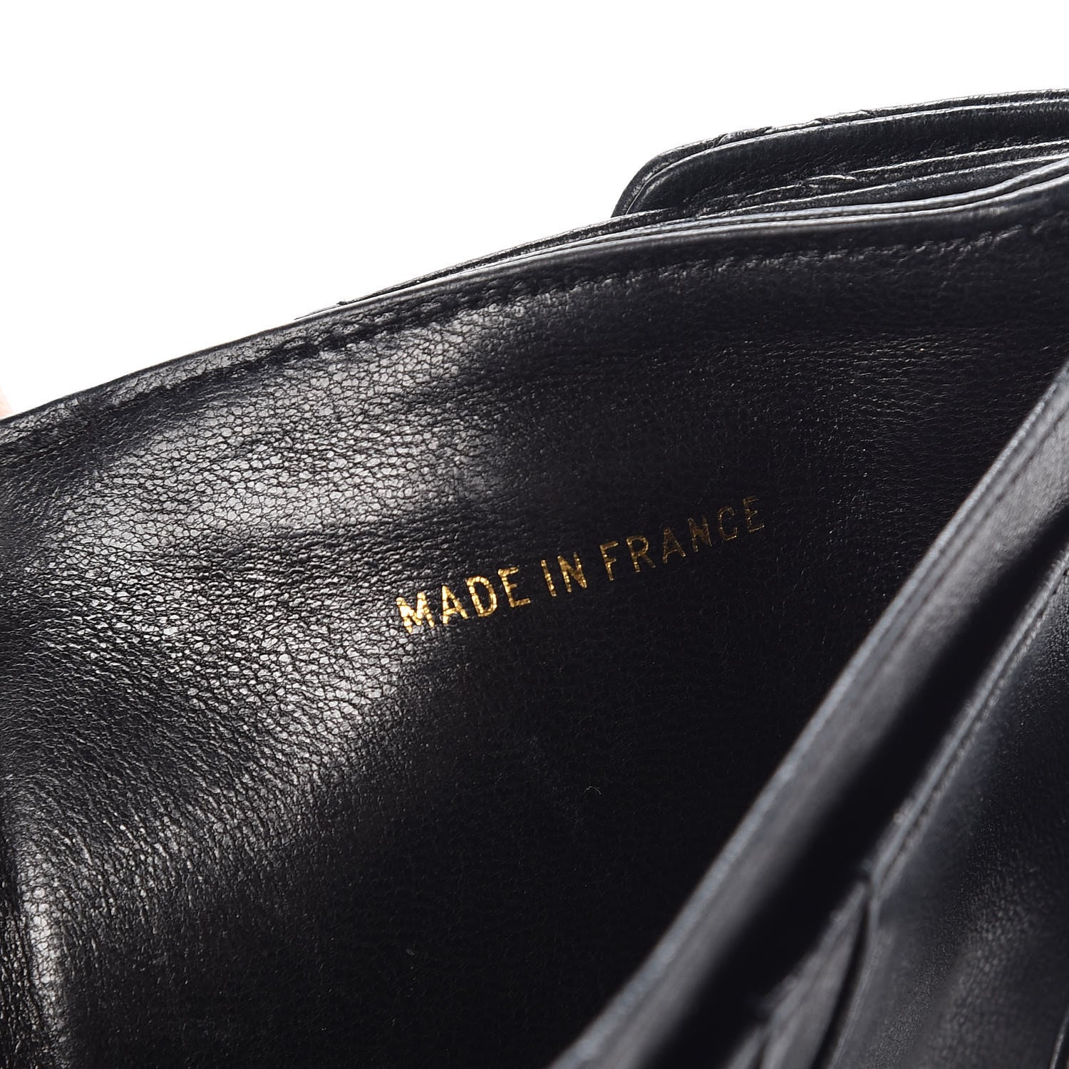 Chanel Lambskin Stitched Compact French Wallet Black 7 of 10