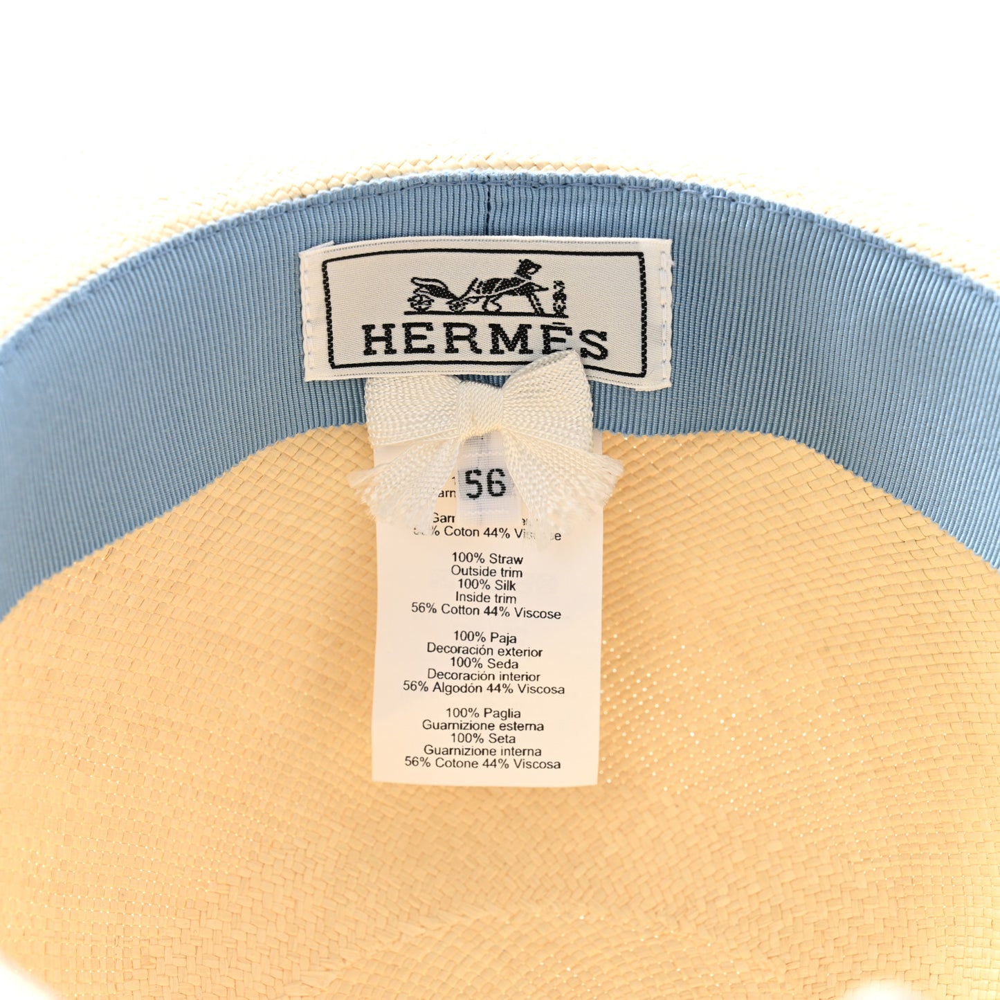 Straw Ingrid Zigzag Panama Hat 56 Naturel Bleu Jean