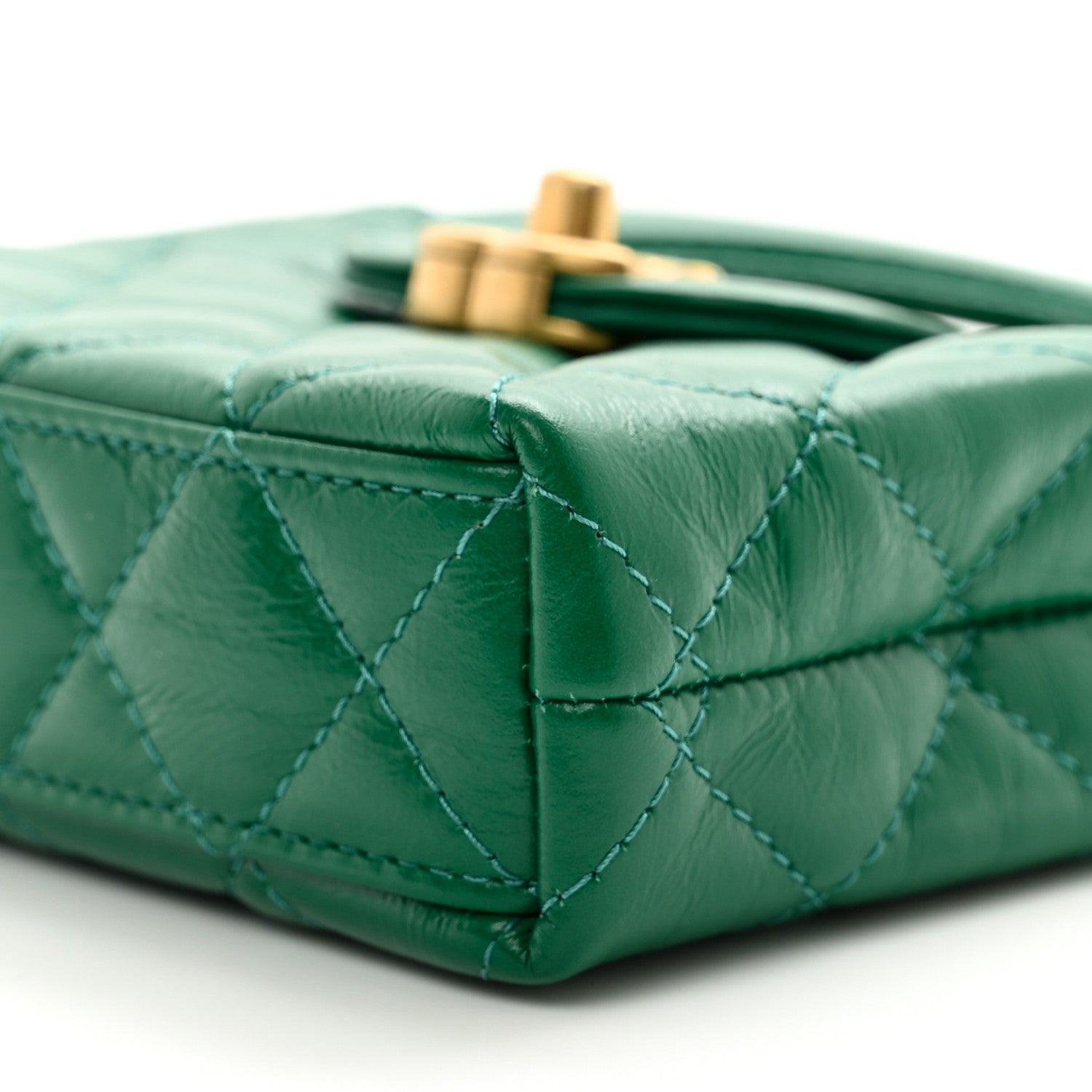 Chanel Shiny Aged Calfskin Quilted Mini Nano Kelly Shopper Green 12 of 12