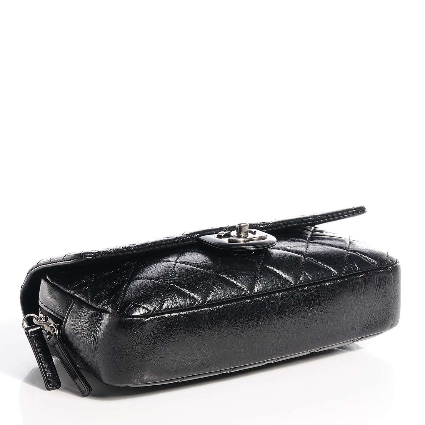 Glazed Calfskin Medium Duo Color Flap Black