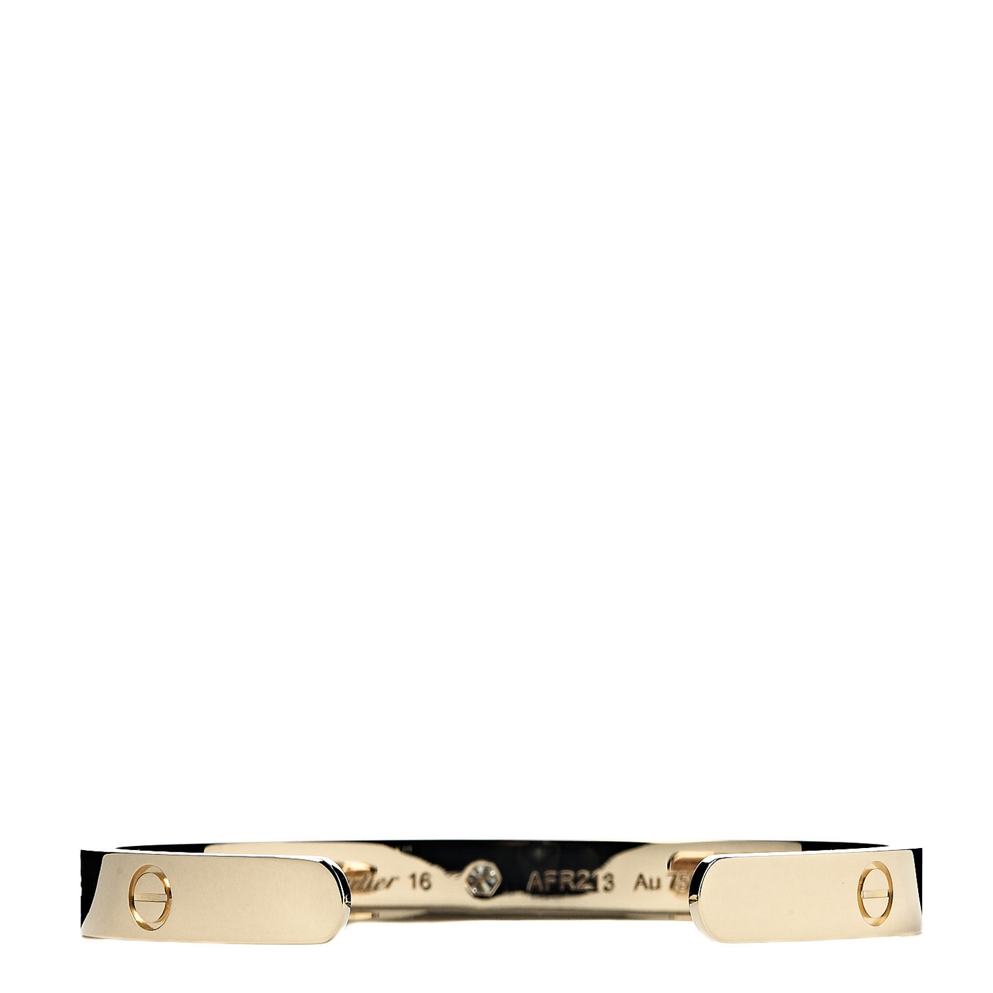 18K Yellow Gold 1 Diamond LOVE Cuff Bracelet 16