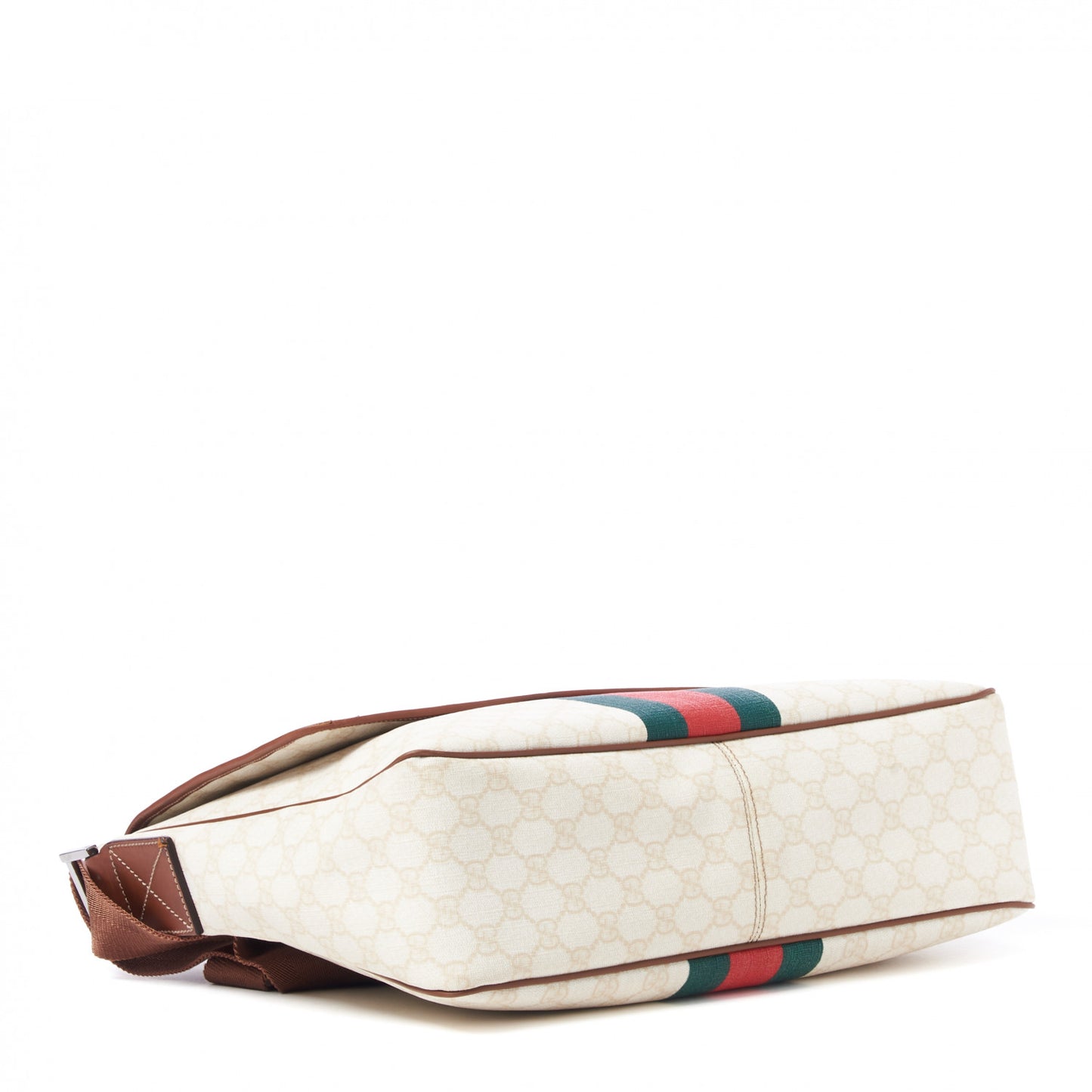 Monogram Web Stripe Medium Flap Messenger Bag White