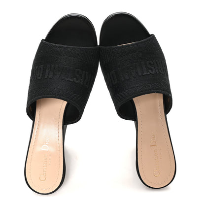Christian Dior Cotton Embroidered Dway 85mm Slide Sandals 40 Black 2 of 10