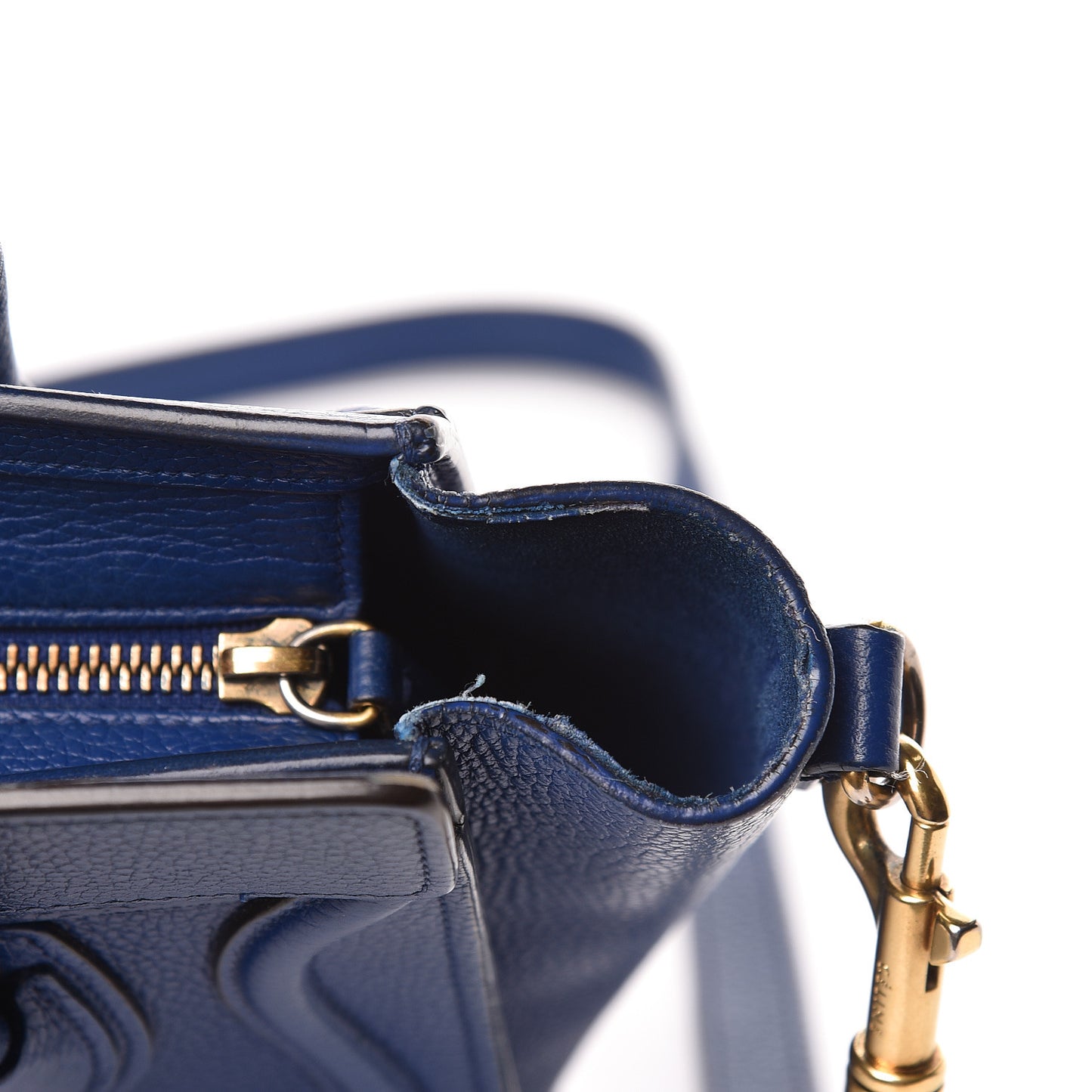 Drummed Calfskin Nano Luggage Indigo