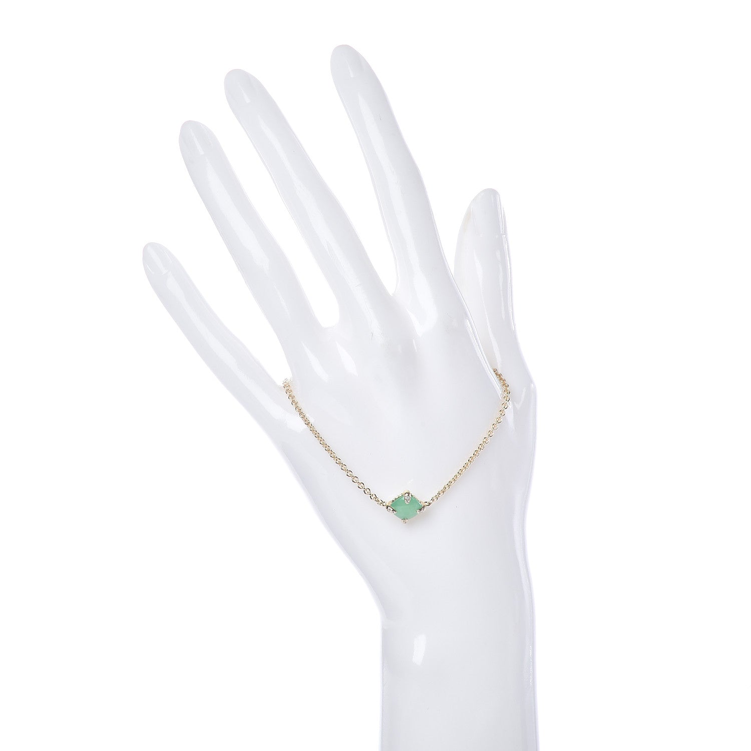 David Yurman 18K Yellow Gold Diamond Chrysoprase 8mm Chatelaine Bracelet 2 of 6