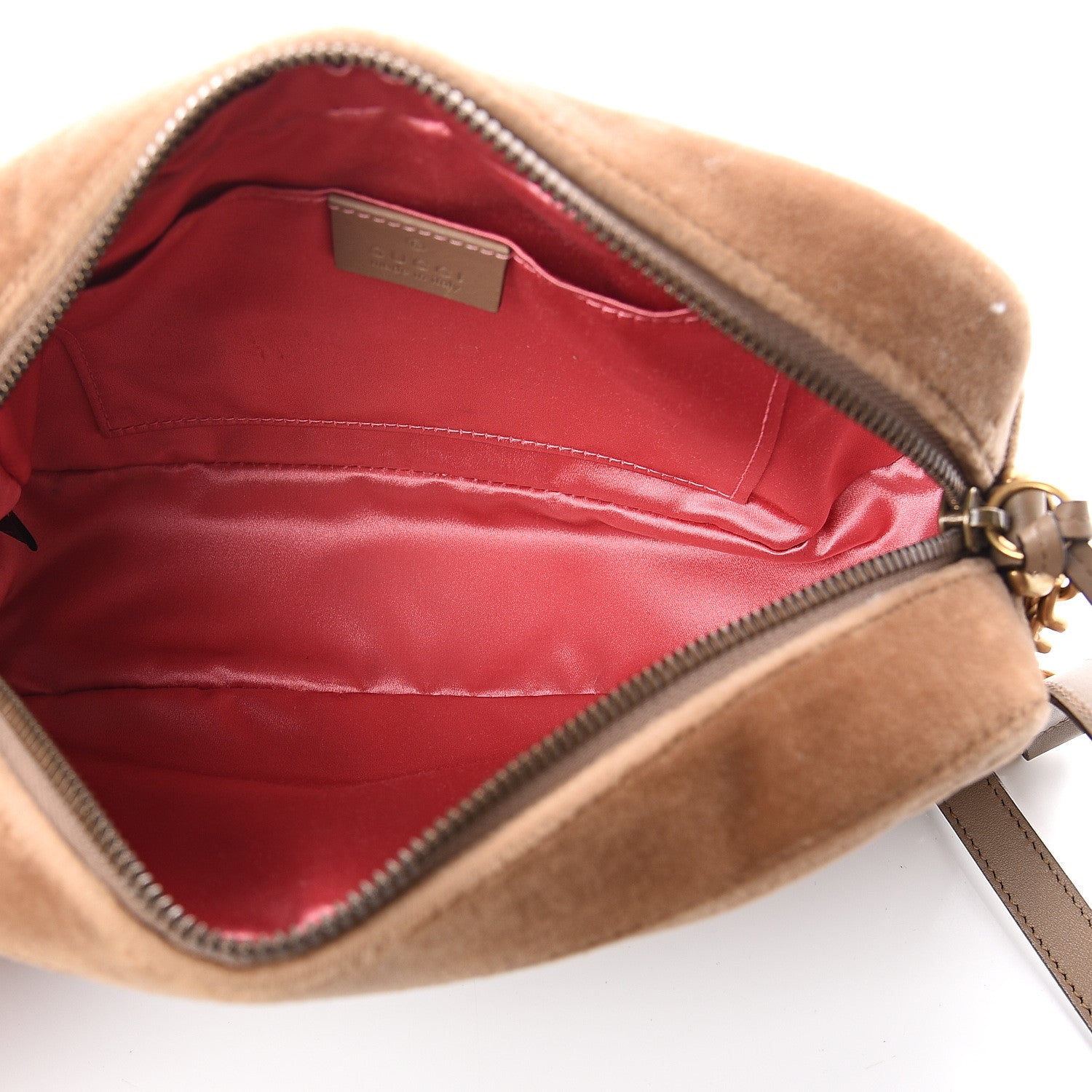 Gucci Velvet Matelasse Small GG Marmont Chain Shoulder Bag Taupe 4 of 8