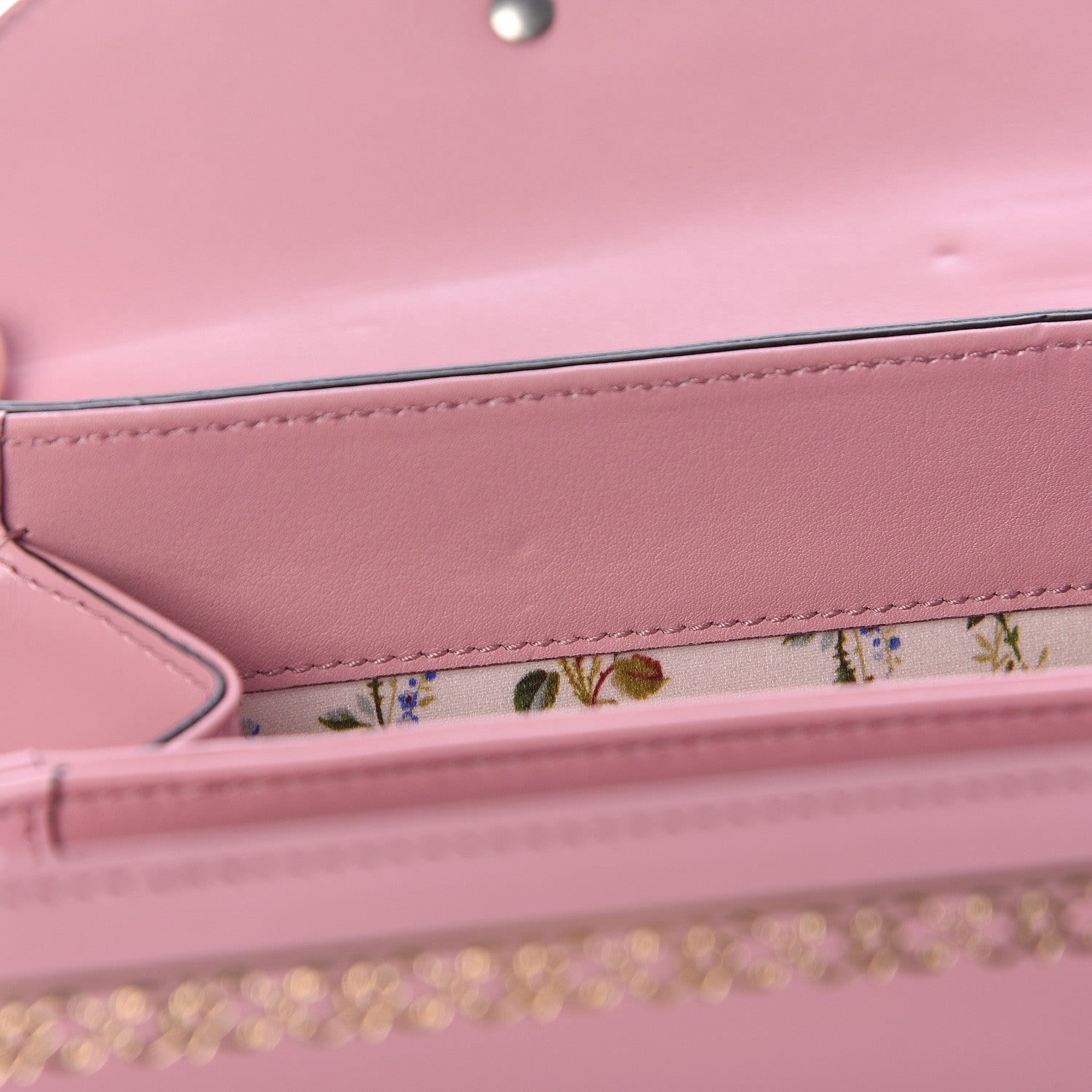 Gucci Calfskin Bamboo Crystal Mini Thiara Top Handle Bag Carmine Rose Gold 15 of 17