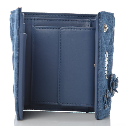 Chanel Denim Quilted Small Camellia Flap Wallet Blue 5 of 11
