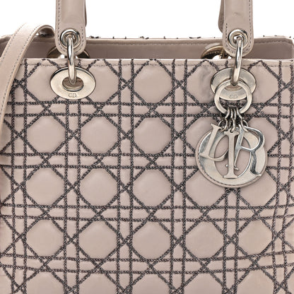 Christian Dior Lambskin Metallic Stitched Cannage Medium Lady Dior Grey Silver 8 of 20