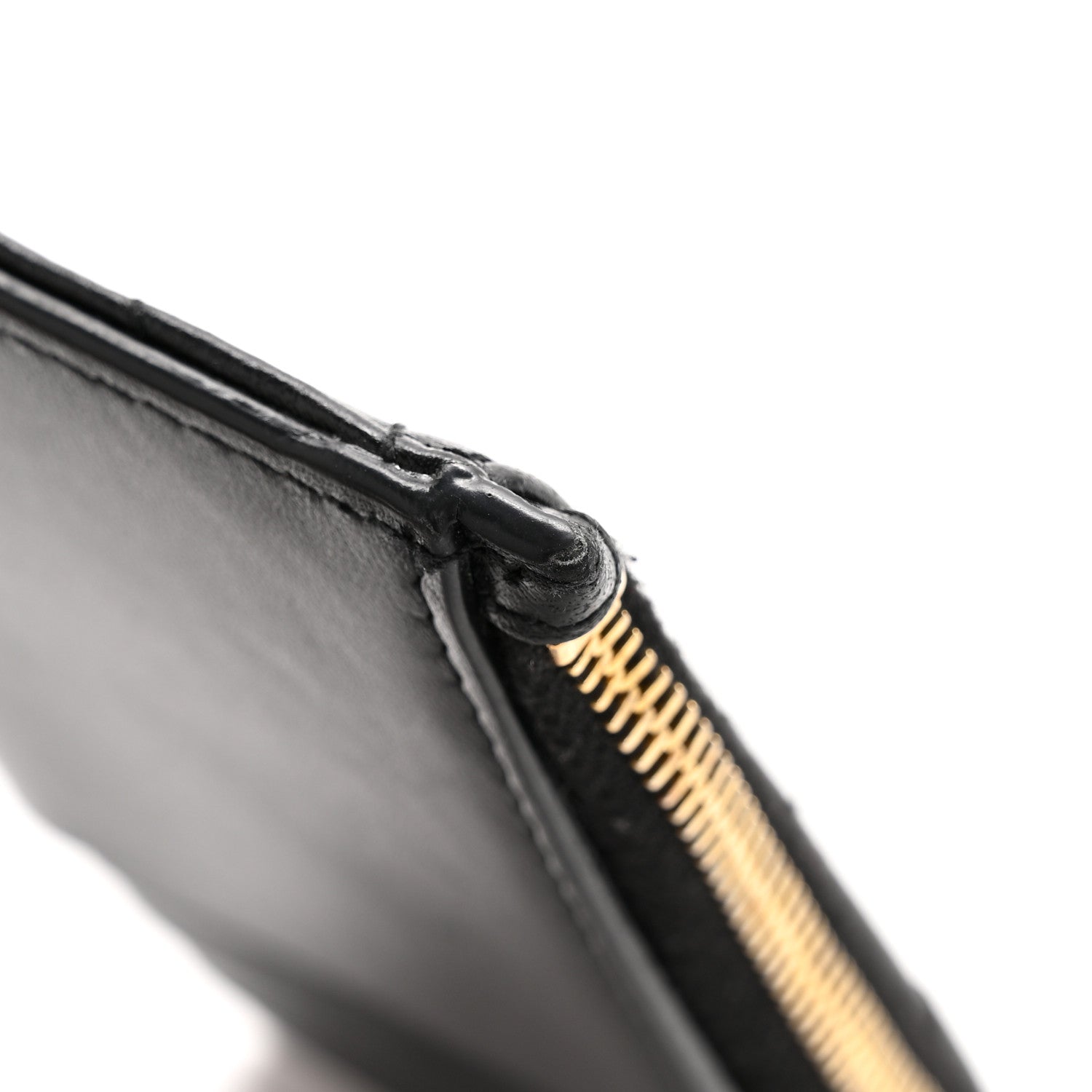 Saint Laurent Calfskin Matelasse Chevron Monogram Fragments Zippered Card Case Black 10 of 11