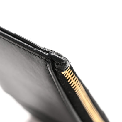 Saint Laurent Calfskin Matelasse Chevron Monogram Fragments Zippered Card Case Black 10 of 11