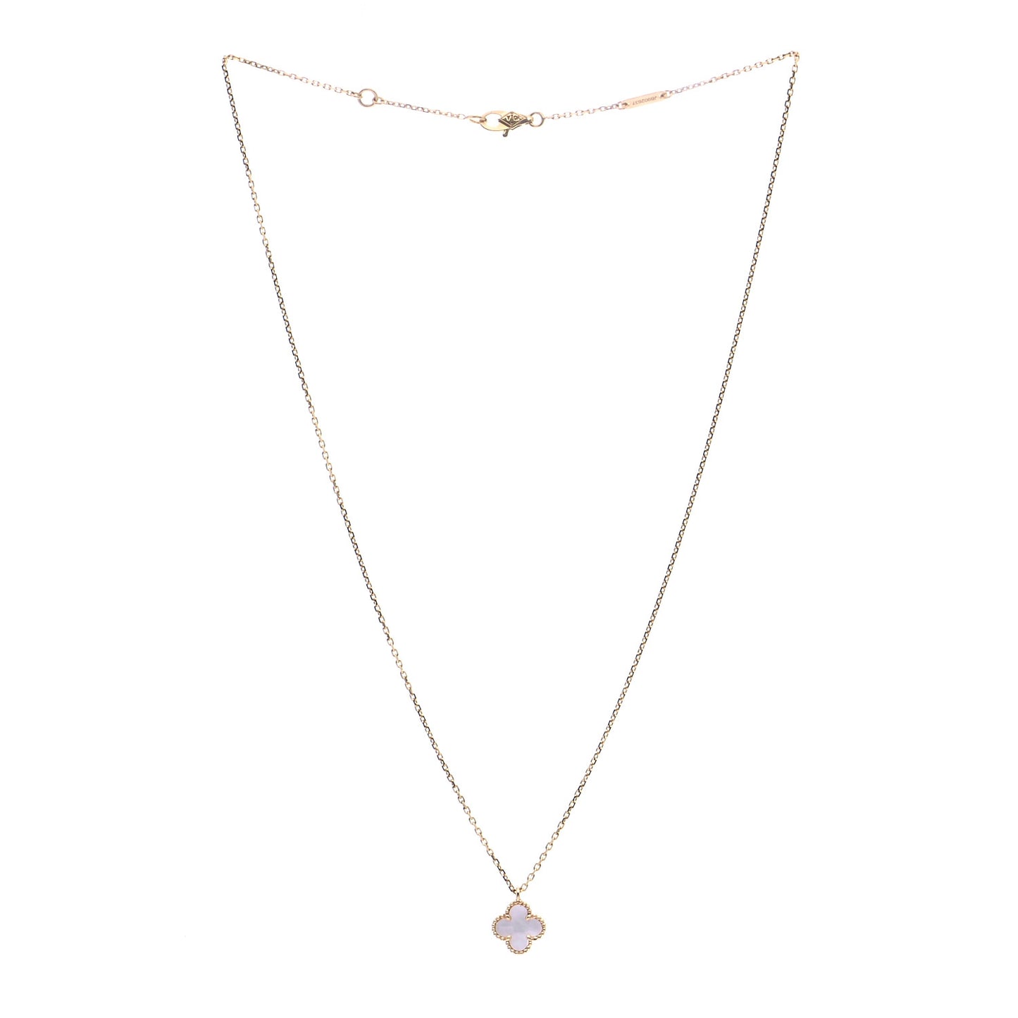 18K Yellow Gold Mother of Pearl Sweet Alhambra Pendant Necklace