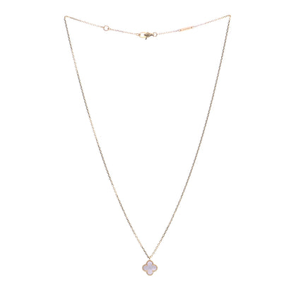 Van Cleef & Arpels 18K Yellow Gold Mother of Pearl Sweet Alhambra Pendant Necklace 3 of 9
