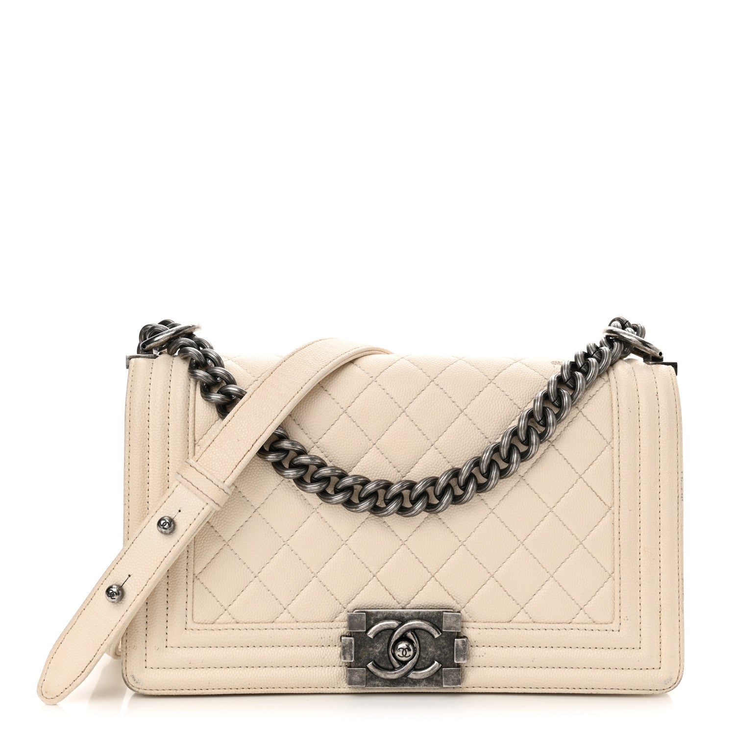 Chanel Caviar Quilted Medium Boy Flap Ivory 1 of 20