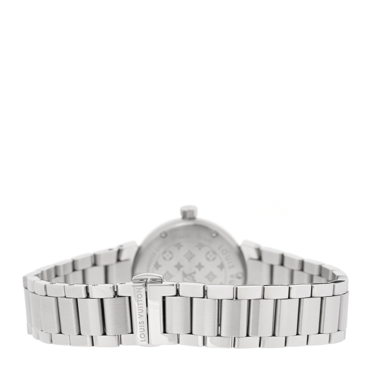 Louis Vuitton Stainless Steel Diamond 28mm Tambour Forever Pom Quartz Watch Red 3 of 8