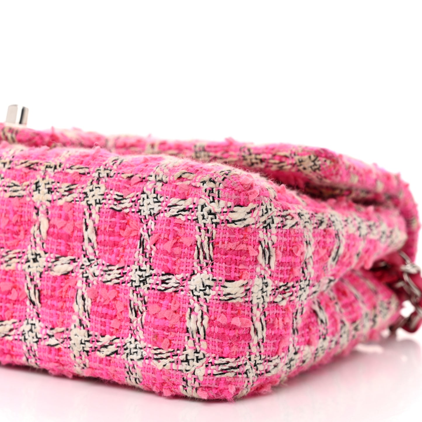Tweed Quilted Medium Double Flap Hot Pink