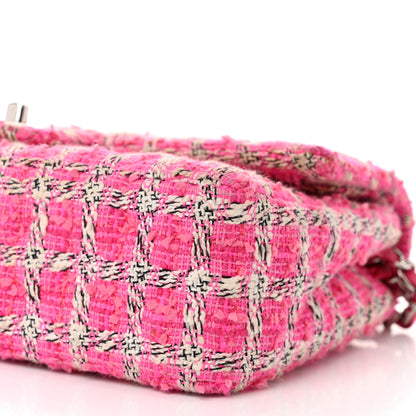 Chanel Tweed Quilted Medium Double Flap Hot Pink 10 of 12