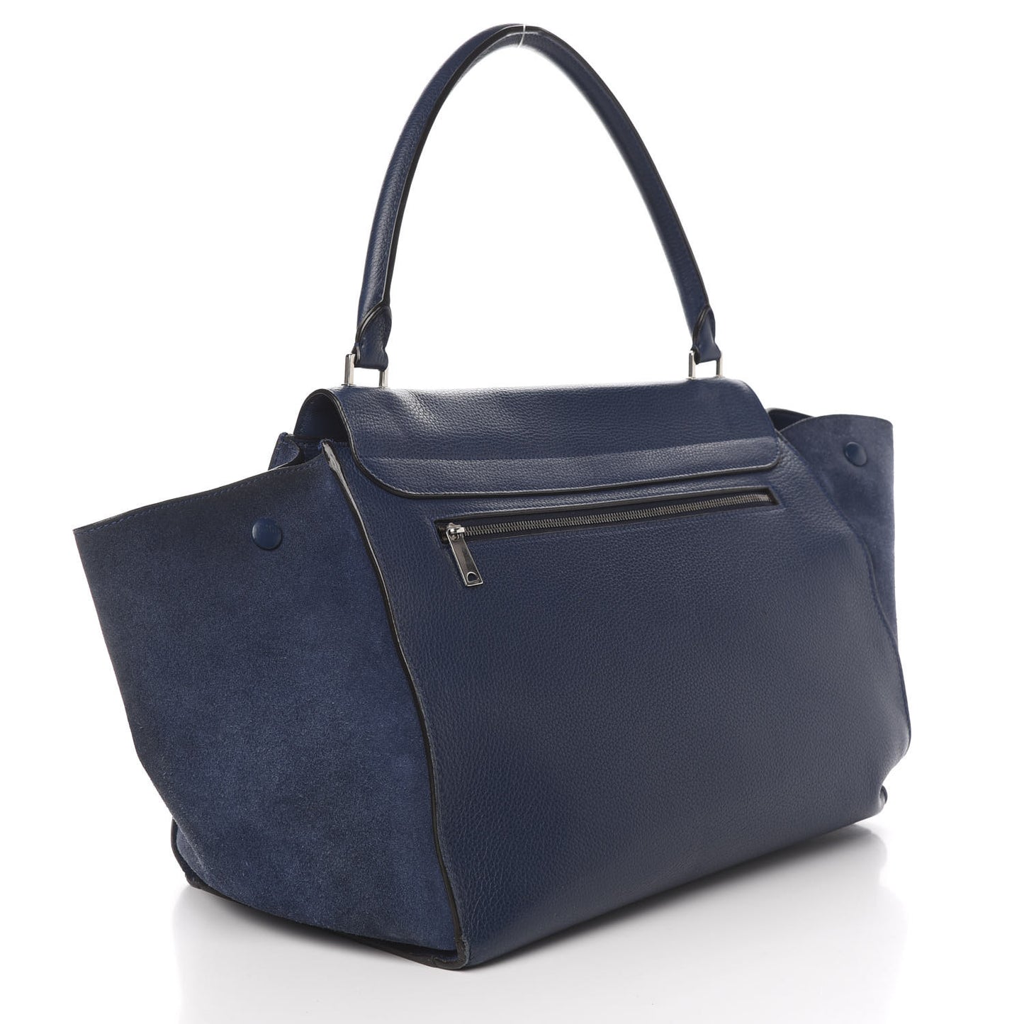 Drummed Calfskin Suede Large Trapeze Navy