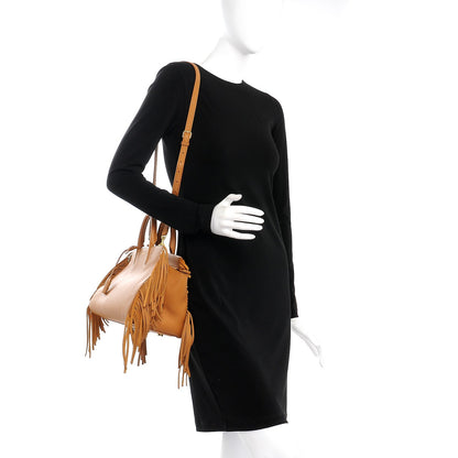 Saint Laurent Calfskin Small Rive Gauche Fringe Tote Tan 2 of 7