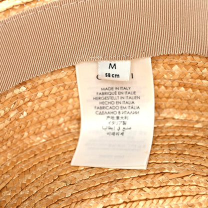Gucci Straw Grosgrain Wide Brim Hat M Beige Black 8 of 8